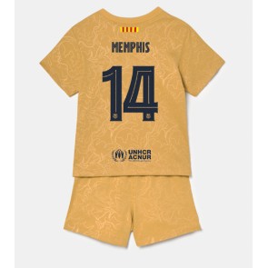 Barcelona Memphis Depay #14 Bortedraktsett Barn 2022-23 Kortermet (+ Korte bukser)